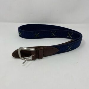 Painted Cow Co Golf Belt 38 Navy Green Clubs Solid Brass USA